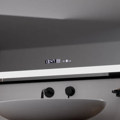 Oglinda LED Rectangulara, 100x65cm, Verite Majeste Noir Motion Glow Marcello, Sistem Dezaburire, Ceas & Termometru, Dimabila