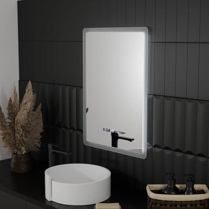 Oglinda LED Rectangulara, 50x70cm, ELANCEE Senzor MotionGlow Marcello, Sistem Dezaburire, Ceas & Termometru, Dimabila
