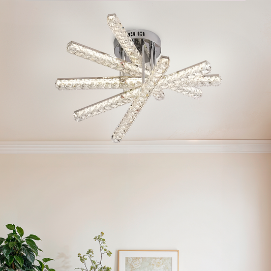 Lustra LED cu telecomanda LUELLA, 68W, Liniara, lumina Rece/Calda/Neutra, Dimabila, Argintiu
