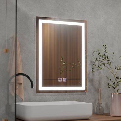 Oglinda LED Rectangulara, 45x60cm, RADIANTE Touch, Sistem Dezaburire, Dimabila