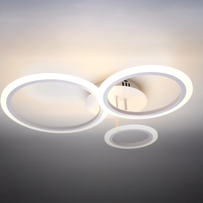 Lustra LED cu Telecomanda Betty 3 Cercuri Lumina Rece/Calda/Neutra 41W Dimabila Alb