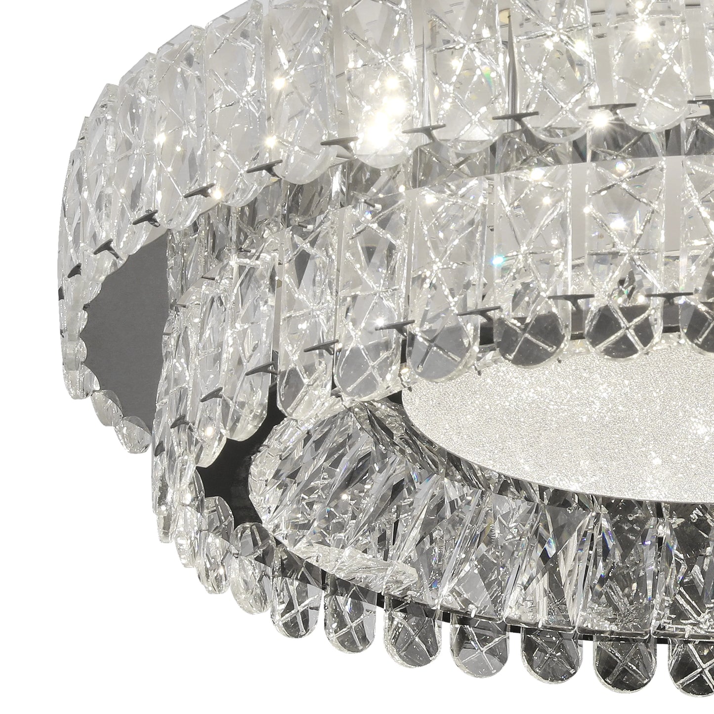 Lustra LED cu Telecomanda, LLC153/500CH, Cristal si Metal, 59W, 1 Cerc, Dimabila, Inaltime Reglabila, Lumina Rece/Calda/Neutra, Iluminat Luxos