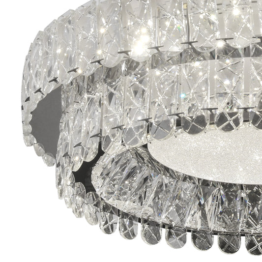 Lustra LED cu Telecomanda, LLC153/500CH, Cristal si Metal, 59W, 1 Cerc, Dimabila, Inaltime Reglabila, Lumina Rece/Calda/Neutra, Iluminat Luxos