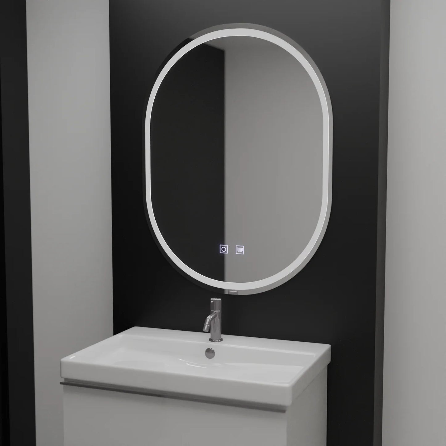 Oglinda LED Ovala, 50x100cm, Velara Touch, Sistem Dezaburire, Dimabila