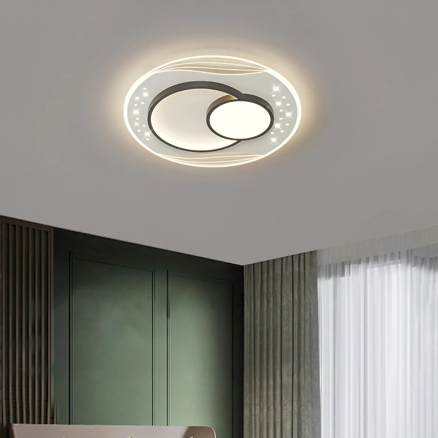 Lustra LED cu telecomanda SERPENTA 125W, Rotunda, lumina Rece/Calda/Neutra, Dimabila, Negru