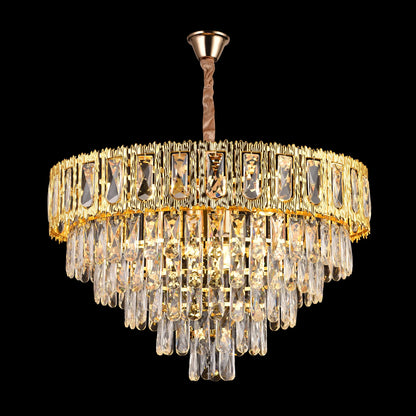 Candelabru Cristal BELVEDERE Magno 8xE14, Diametru 60cm, Auriu Lucios, Inaltime Reglabila