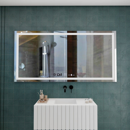 Oglinda LED Rectangulara 120x60cm Verite MotionGlow Marcello, Sistem Dezaburire, Termometru si Ceas, Dimabila