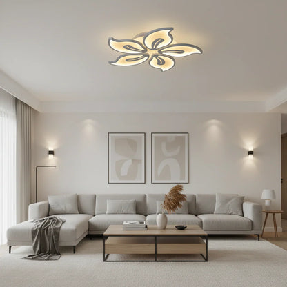 Lustra LED cu Telecomanda JASMINE 73W 5 Petale Lumina Rece/Calda/Neutra Dimabila Alb