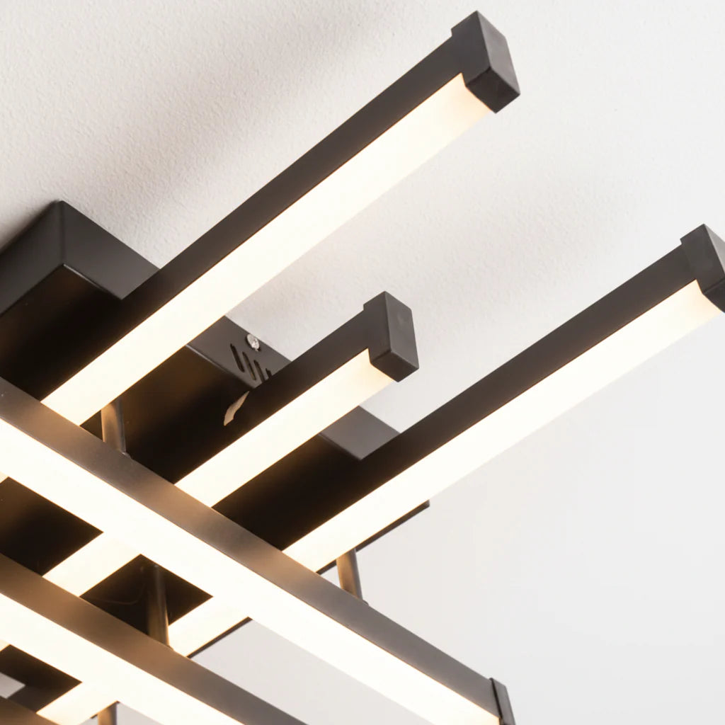 Lustra LED cu Telecomanda LINEX, 90W, 8 elemente, Lumina Rece/Calda/Neutra, Dimabila, Negru