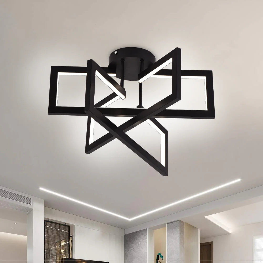 Lustra LED cu telecomanda 73W, 3 Elemente, lumina Rece/Calda/Neutra, Dimabila, Negru, LT750/3BK