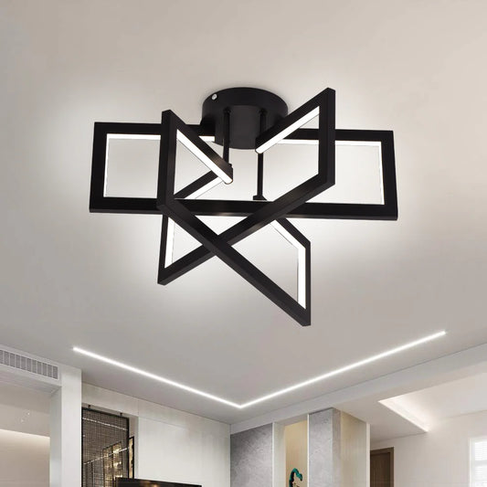 Lustra LED cu telecomanda 73W, 3 Elemente, lumina Rece/Calda/Neutra, Dimabila, Negru, LT750/3BK