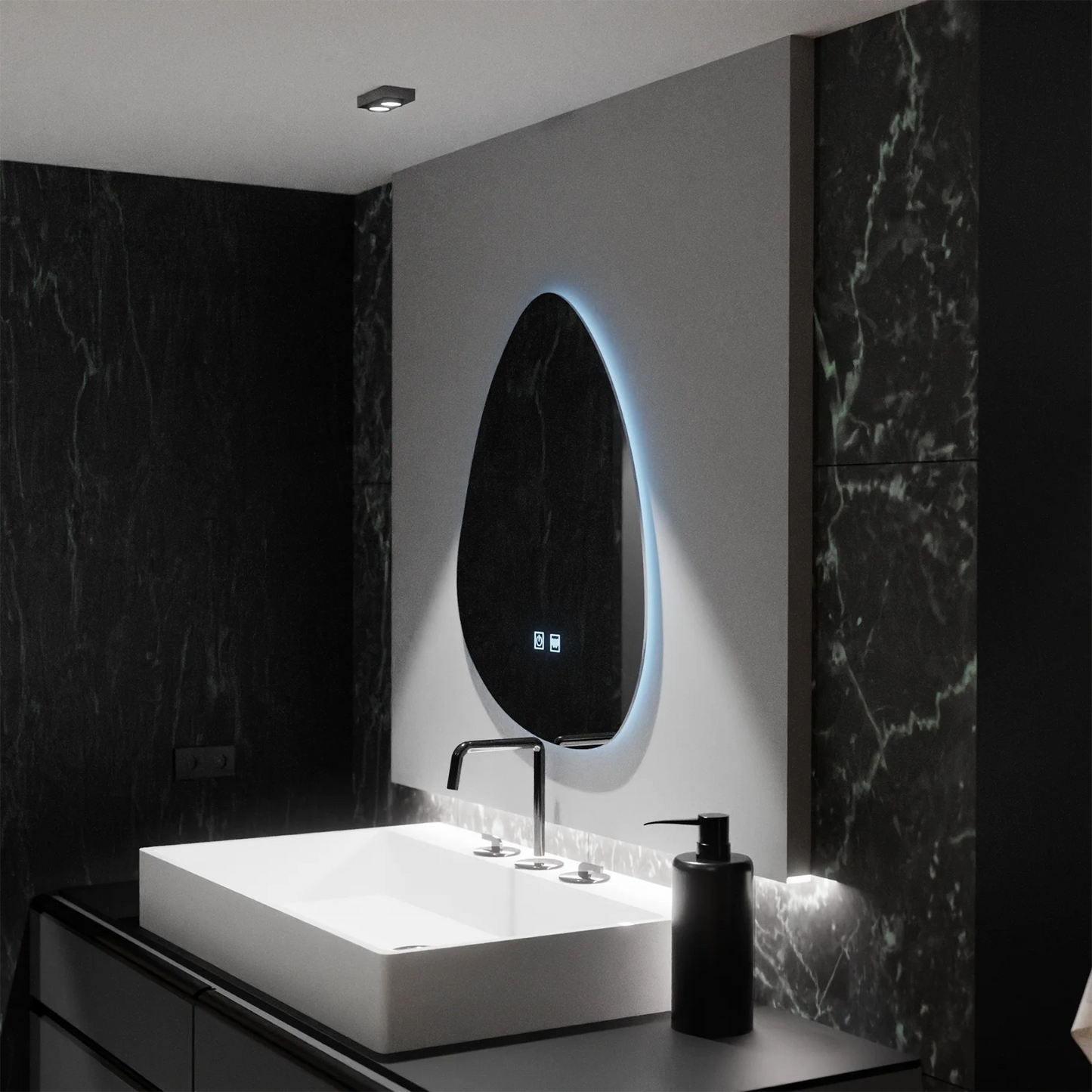 Oglinda LED Organica 80x60cm, Fluido Touch, Sistem Dezaburire, Dimabila