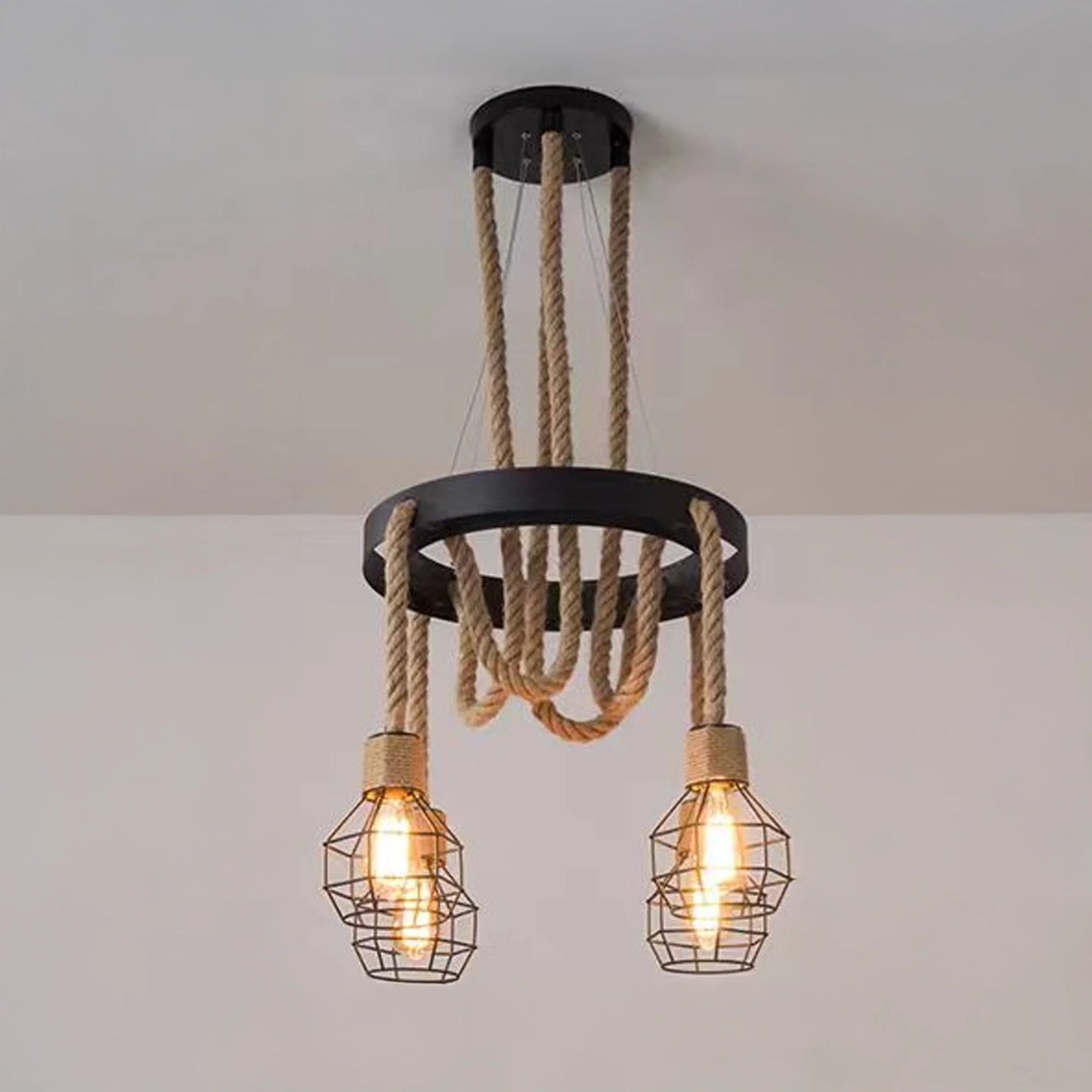 Lustra Roata LV580/4BK, 4*E27, Maro, Metal si Sfoara