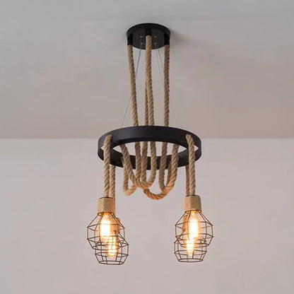 Lustra Roata LV580/4BK, 4*E27, Maro, Metal si Sfoara