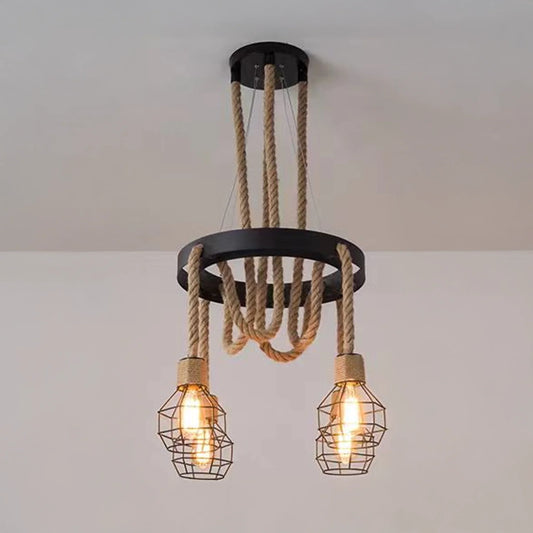 Lustra Roata LV580/4BK, 4*E27, Maro, Metal si Sfoara