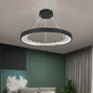 Lustra LED suspendata cu telecomanda, Cristale K9, 44W, 1 Cerc, lumina Rece/Calda/Neutra, Dimabila, Negru, Inaltime Reglabila