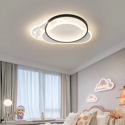 Lustra LED cu telecomanda NUVIA 72W, Nor, lumina Rece/Calda/Neutra, Dimabila, Negru si Alb