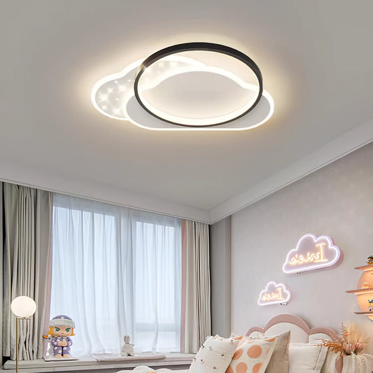 Lustra LED cu telecomanda NUVIA 72W, Nor, lumina Rece/Calda/Neutra, Dimabila, Negru si Alb