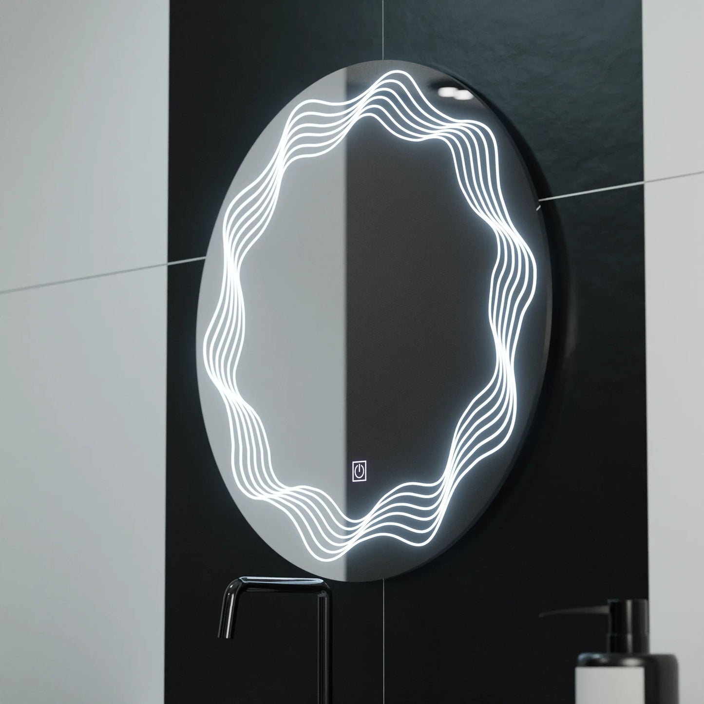 Oglinda LED Rotunda 60cm Flusso Touch Sistem Dezaburire Dimabila