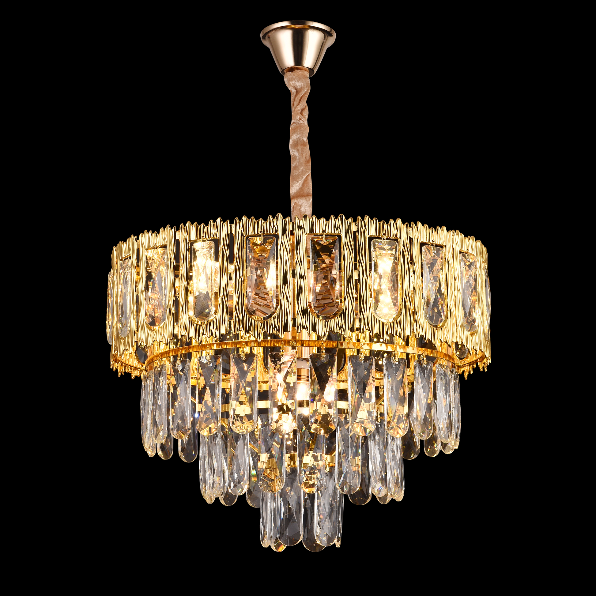 Candelabru Cristal BELVEDERE Nobile 5xE14, Diametru 40cm, Auriu Lucios, Inaltime Reglabila – culoare aurie, 40 cm – Rega