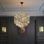 Candelabru Cristal TOPKAPI Nobile 6xE14, Diametru 40cm, Auriu Lucios, Inaltime Reglabila – culoare aurie, 40 cm – RegalS