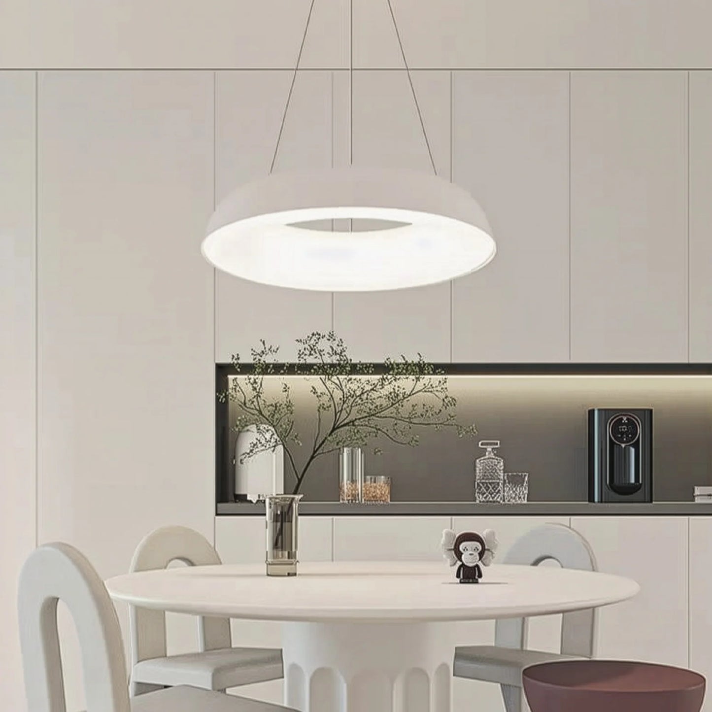 Lustra LED suspendata cu Telecomanda CHIARA, 37W, Lumina Rece/Calda/Neutra, Dimabila, Alb