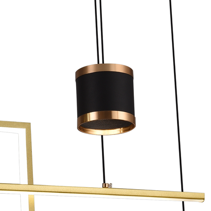 Lustra LED suspendata cu telecomanda DENISSE 64W, lumina Rece/Calda/Neutra, Dimabila, Auriu, Inaltime Reglabila