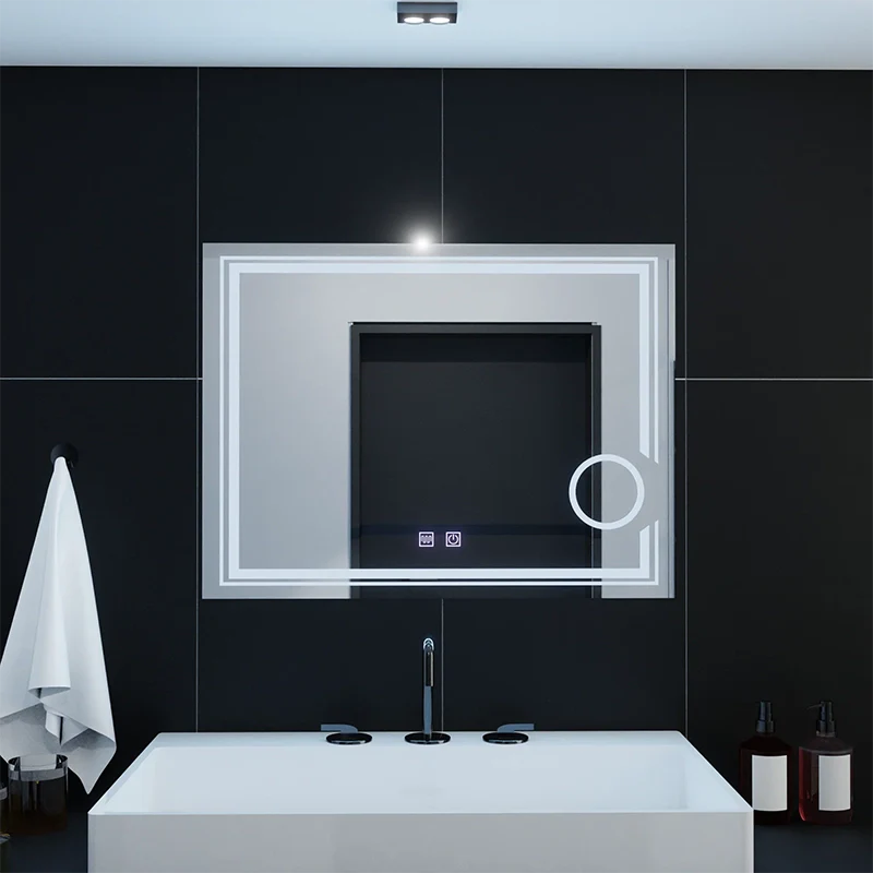Oglinda LED Rectangulara, 80x60cm, CANTO Touch, Sistem Dezaburire, Dimabila