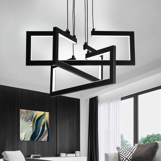 Lustra LED cu telecomanda ,Suspendata 73W, 3 Elemente, lumina Rece/Calda/Neutra, Dimabila, Inaltime Reglabila, Negru