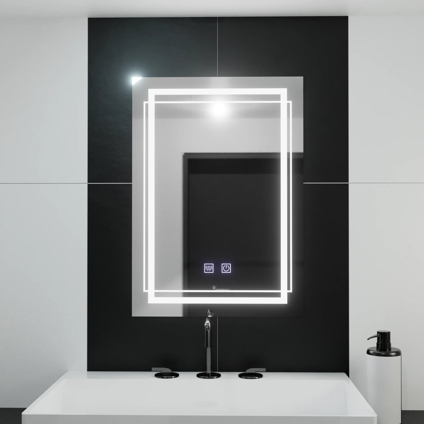 Oglinda LED Rectangulara, 60x80cm, KOVEN Touch, Sistem Dezaburire,Dimabila