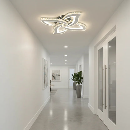 Lustra LED Alejandro cu Telecomanda, 73W, 4 Flori, Lumina Dimabila Rece/Calda/Neutra, Crom