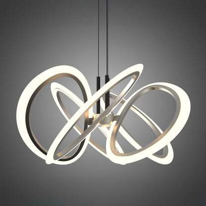 Lustra LED suspendata cu Telecomanda RIMINI 85W, 5 Elemente, lumina Rece/Calda/Neutra, Dimabila, Auriu