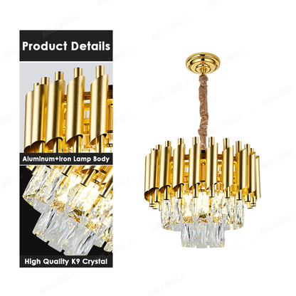 Candelabru Cristal VERSAILLES Petito 3xE14, Diametru 30cm, Auriu, Inaltime Reglabila – culoare aurie, 30 cm – RegalStore