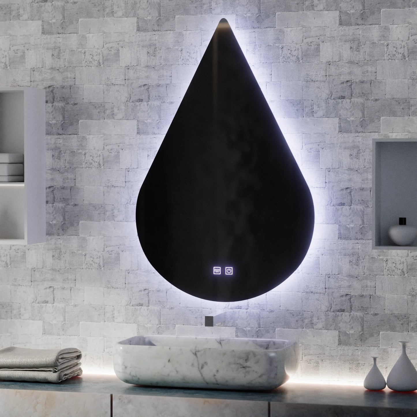 Oglinda LED Touch River Sistem Dezaburire 80X120cm, Forma de Picatura.