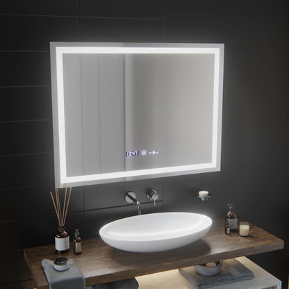 Oglinda LED Rectangulara 100x75cm Verite MotionGlow Marcello, Sistem Dezaburire, Termometru si Ceas, Dimabila