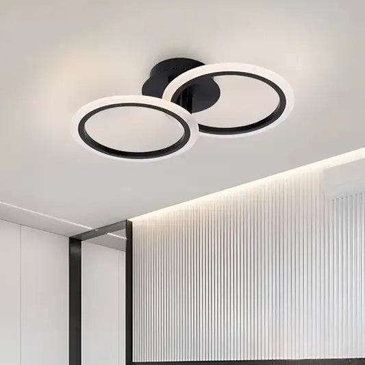 Lustra LED cu Telecomanda BETTY, 28W, 2 Cercuri, lumina Rece/Calda/Neutra, Dimabila, Negru