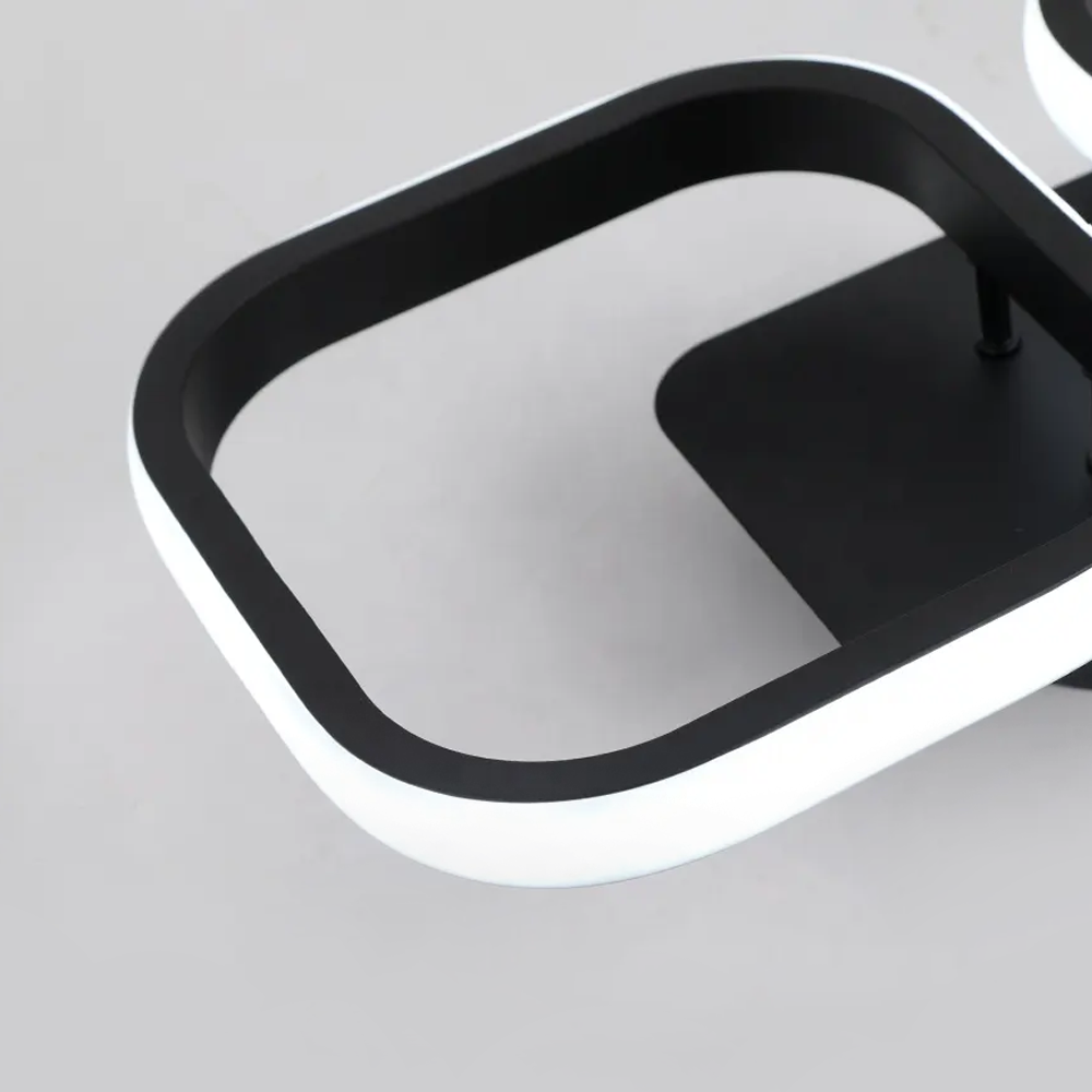 Lustra LED VERTEX GRID, 16W, 2 Patrate, lumina Rece/Calda/Neutra, Negru