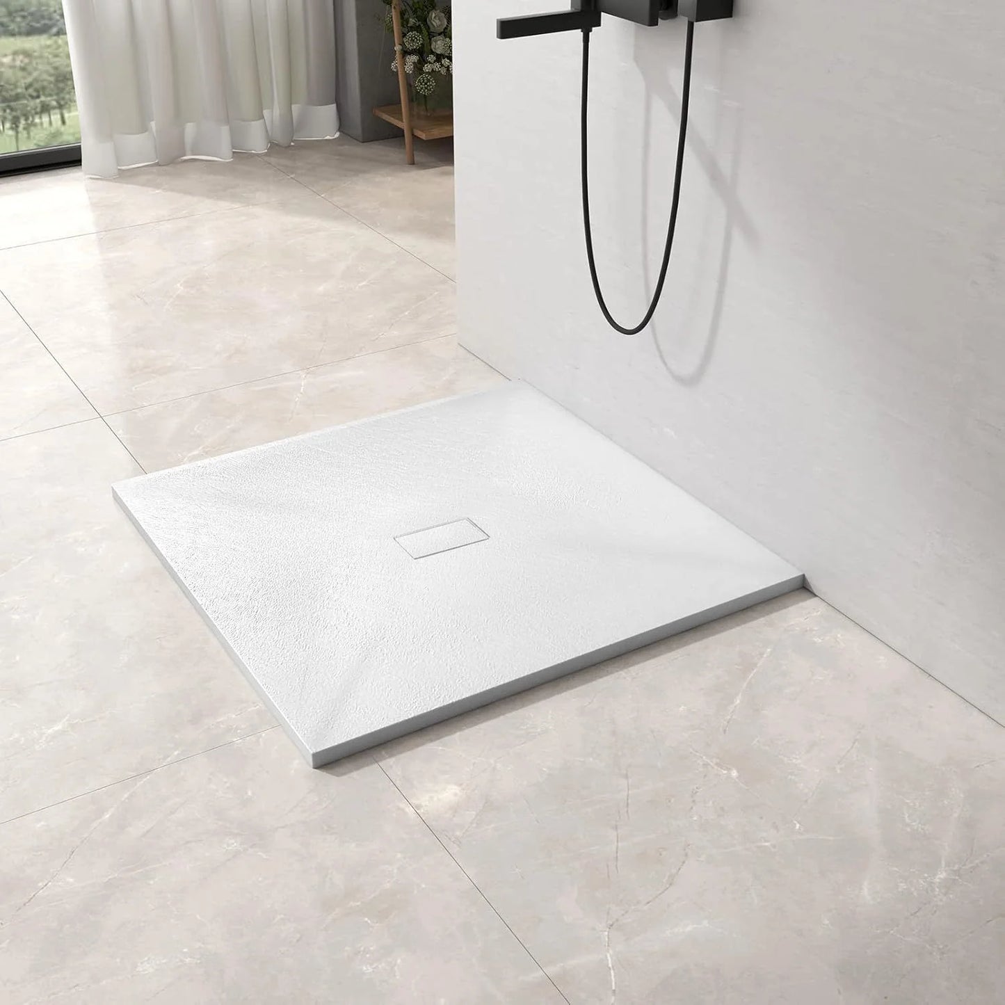 Cadita de dus patrata 90x90 cm, slim 3 cm, alb lucios