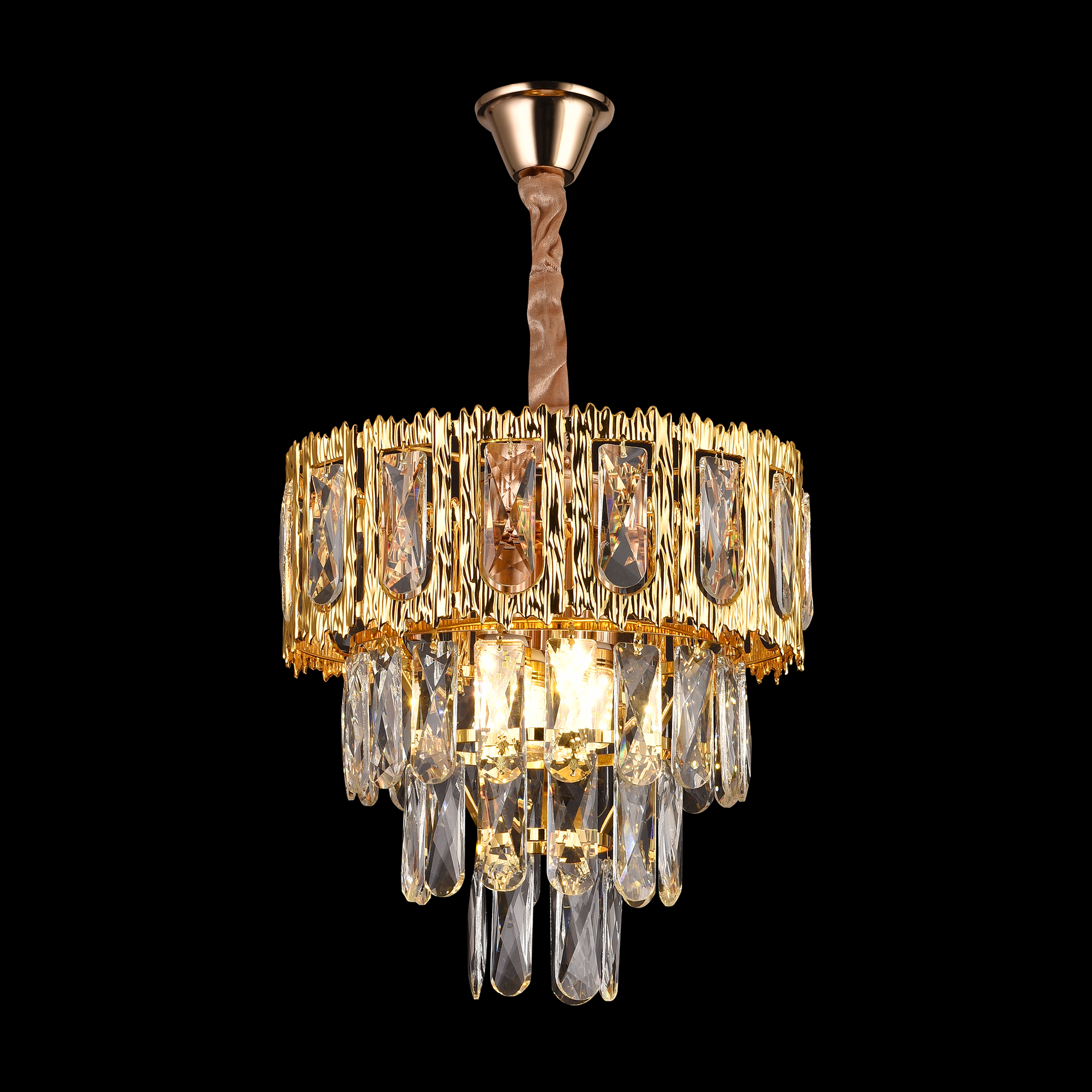 Candelabru Cristal BELVEDERE Petito 3xE14, Diametru 30cm, Auriu Lucios, Inaltime Reglabila – culoare aurie, 30 cm – Rega