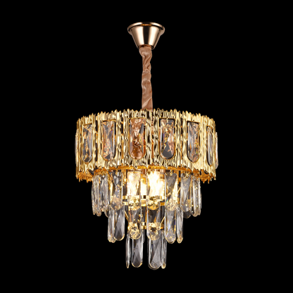 Candelabru Cristal BELVEDERE Petito 3xE14, Diametru 30cm, Auriu Lucios, Inaltime Reglabila – culoare aurie, 30 cm – Rega