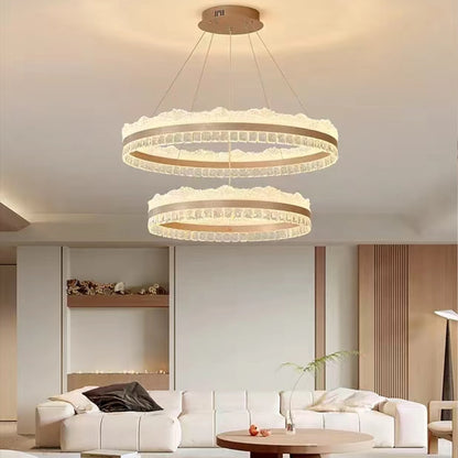 Lustra LED suspendata cu telecomanda NIVALIS, 126W, lumina Rece/Calda/Neutra, Dimabila,Inaltime Reglabila, Auriu