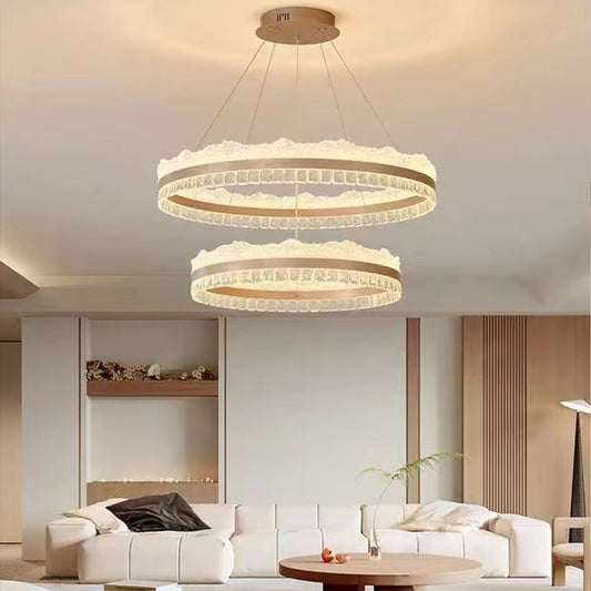 Lustra LED suspendata cu telecomanda NIVALIS, 126W, lumina Rece/Calda/Neutra, Dimabila,Inaltime Reglabila, Auriu