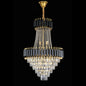 Candelabru Cristal VERSAILLES Grande Supremo 14xE14, Diametru 60cm x Inaltime 90cm, Auriu Lucios si Negru, Inaltime Reglabila