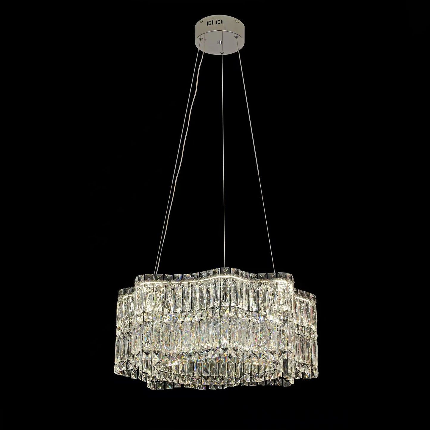 Candelabru Cristal LED cu Telecomanda Regalis, Lungime 58cm, Crom Lucios, Inaltime Reglabila
