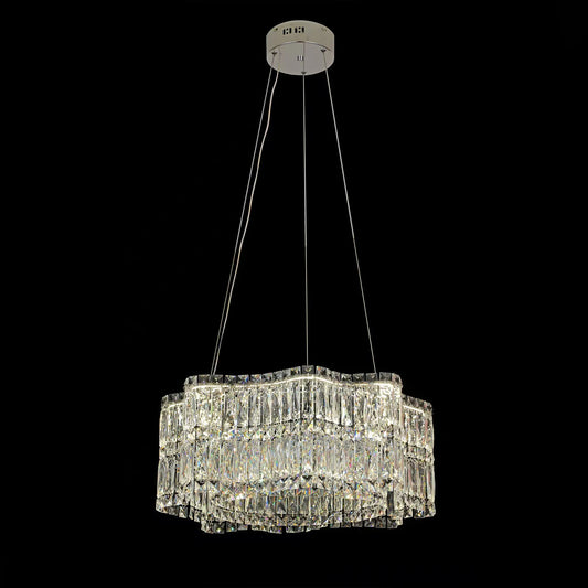 Candelabru Cristal LED cu Telecomanda Regalis, Lungime 58cm, Crom Lucios, Inaltime Reglabila
