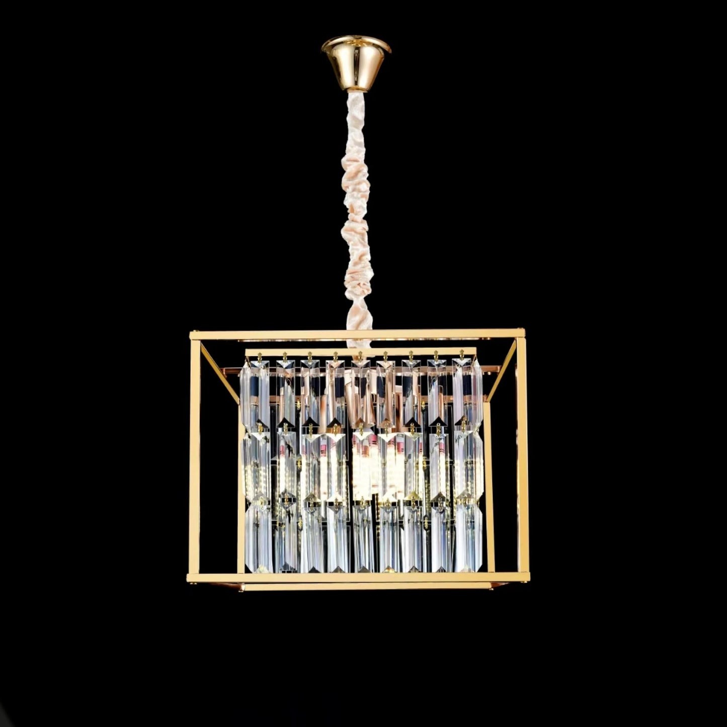 Candelabru Cristal Petito, 1676/350, 3xE14, Auriu Lucios, Inaltime Reglabila, Metal si Cristal