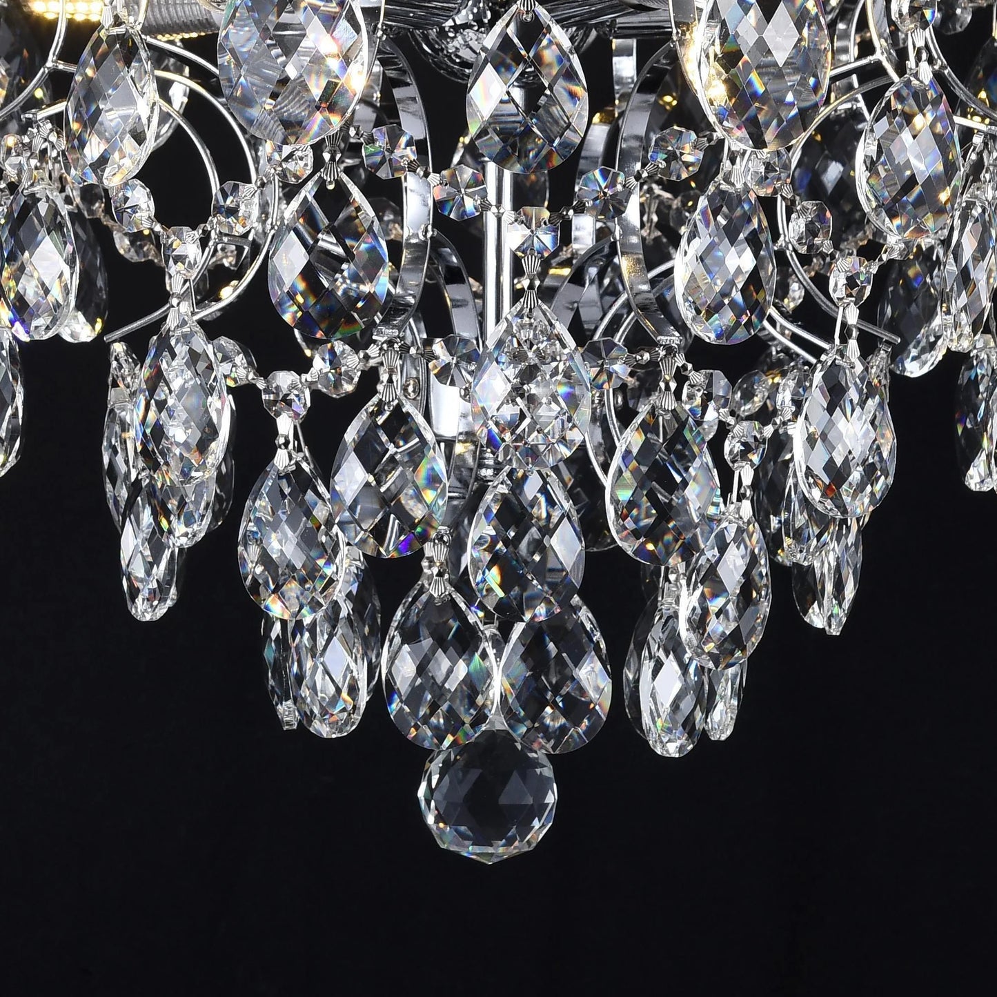 Candelabru Cristal CC9259/5CH, 5x E14, Diametru 40cm, Crom Lucios