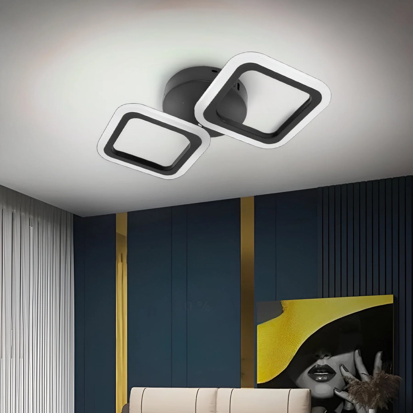 Lustra LED Pulsaris, 22W, Acril, Negru, 4000K, IP.20