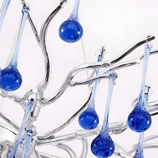 Candelabru Cristal CC335/400CH, 4x G9, Crom si Cristale Albastre, 40cm, Inaltime Reglabila