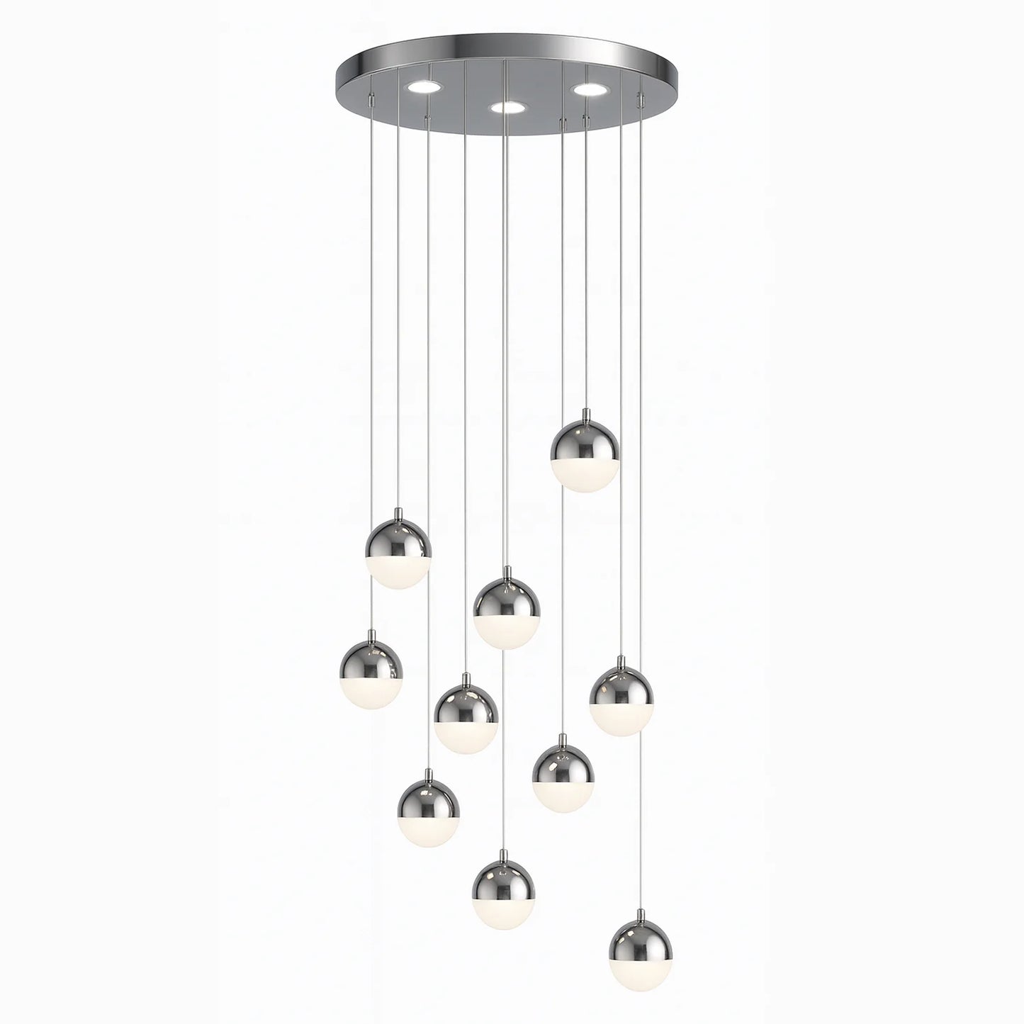 Pendul LED Jeremias cu Telecomanda, 132W, 2.4GHz, Dimabila, Metal, Crom